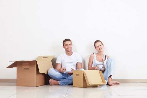 Packing boxes and furniture for a home move in Peckham flat