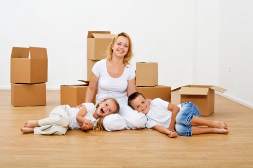 Moving van and packed boxes ready for a local Peckham relocation
